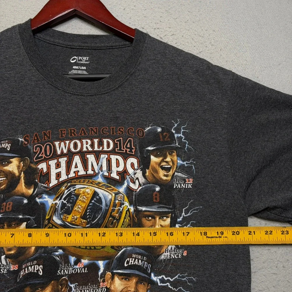 Port and Company T-Shirt Mens Large Gray SF Giants 2014 World Series Champions